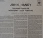 John Handy – Recorded Live At The Monterey Jazz Festival LP vinyl record, image 2 of 4