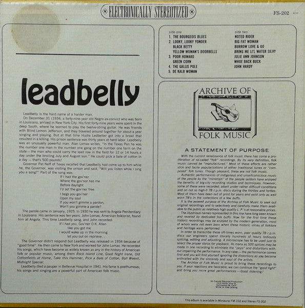 Leadbelly – Leadbelly LP vinyl record, image 2 of 5