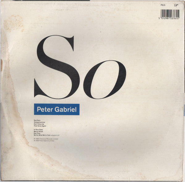 Peter Gabriel – So LP vinyl record, image 2 of 8