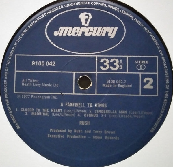 Rush – A Farewell To Kings LP vinyl record, image 5 of 10