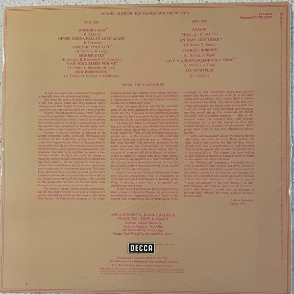 Ronnie Aldrich And His Orchestra, The Ladybirds – Reflections LP vinyl record, image 2 of 4