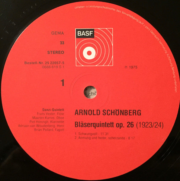 Arnold Schoenberg, Danzi Kwintet – Bläserquintett Op. 26 (1923/24) LP vinyl record, image 3 of 4
