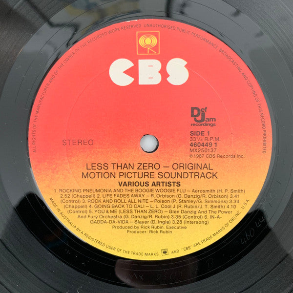 Various – Less Than Zero - Original Motion Picture Soundtrack LP vinyl record, image 7 of 7