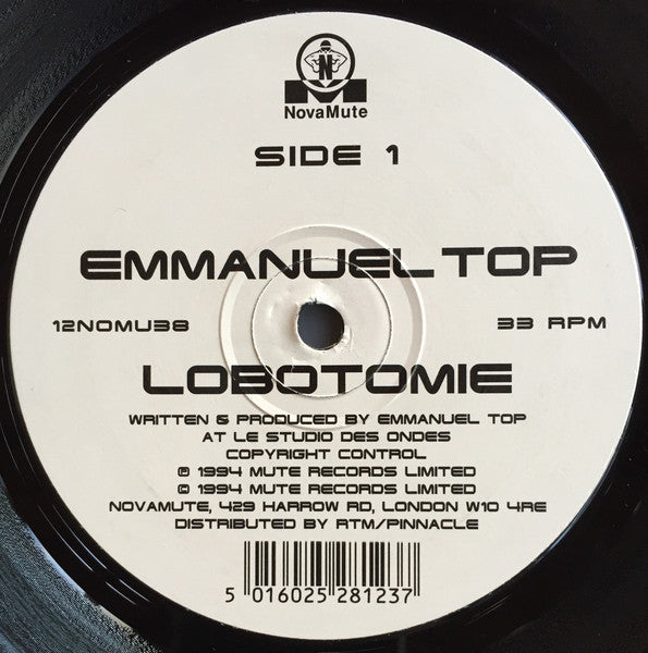 Emmanuel Top – Lobotomie / Pulsions 12" vinyl record, image 1 of 2