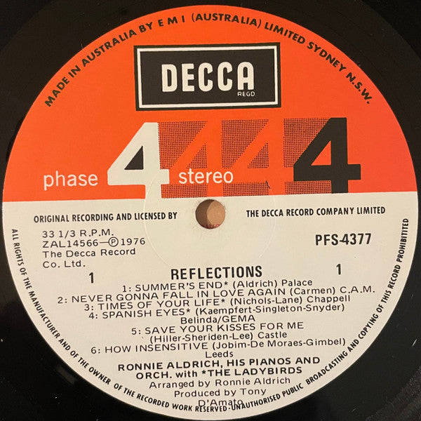 Ronnie Aldrich And His Orchestra, The Ladybirds – Reflections LP vinyl record, image 3 of 4