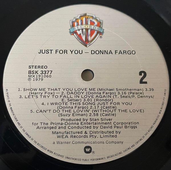 Donna Fargo – Just For You LP vinyl record, image 4 of 4