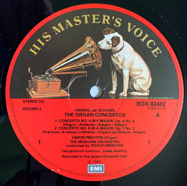 Georg Friedrich Händel, Simon Preston, Bath Festival Orchestra, Menuhin Festival Orchestra, Yehudi Menuhin – The Organ Concertos (Complete) (4xLP) LP vinyl record, image 4 of 10