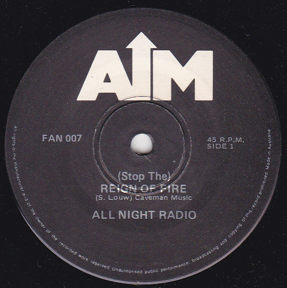 All Night Radio, The Glee Singers – (Stop The) Reign Of Fire / Nkosi Sikelela IAfrika (God Bless Africa) 7" vinyl record, image 3 of 4