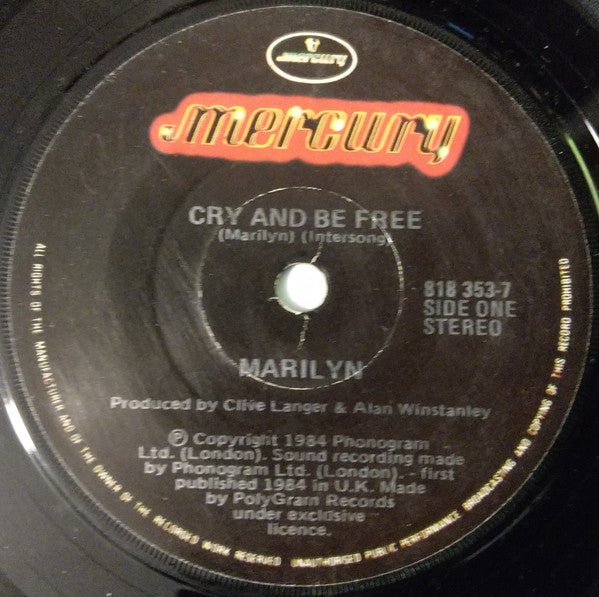 Marilyn – Cry And Be Free 7" vinyl record, image 3 of 4
