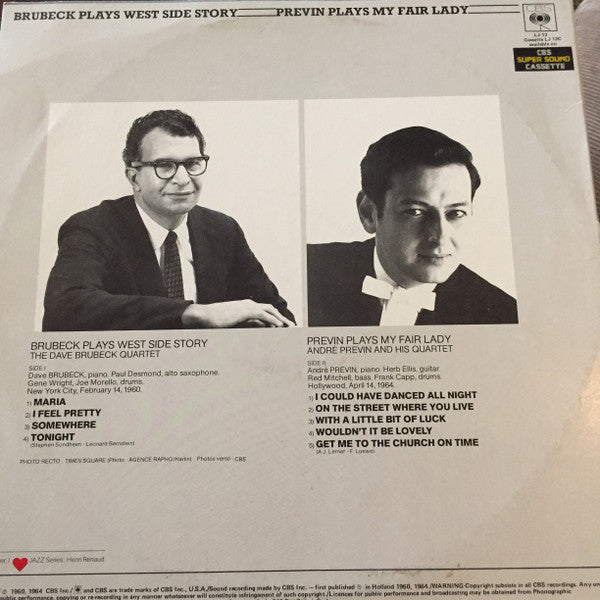 Dave Brubeck, André Previn – Brubeck Plays West Side Story / Previn Plays My Fair Lady LP vinyl record, image 2 of 4