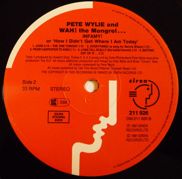 Pete Wylie & Wah! The Mongrel – Infamy! Or How I Didn't Get Where I Am Today LP vinyl record, image 4 of 8