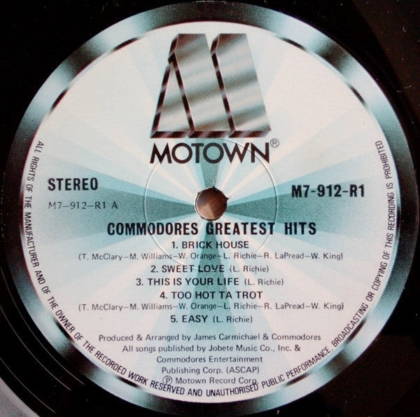 Commodores – Greatest Hits LP vinyl record, image 4 of 5