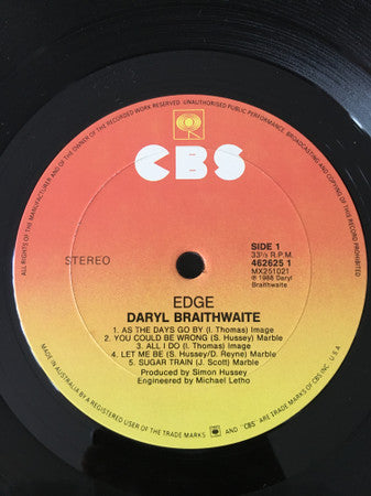 Daryl Braithwaite – Edge LP vinyl record, image 3 of 4