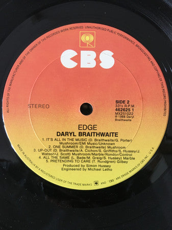 Daryl Braithwaite – Edge LP vinyl record, image 4 of 4