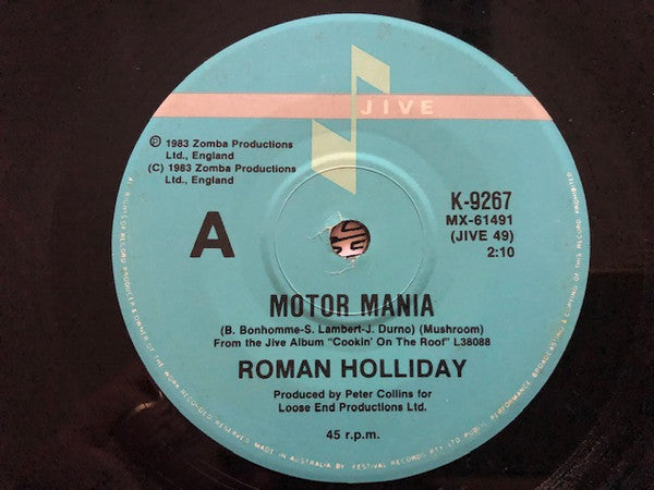 Roman Holliday – Motor Mania 7" vinyl record, image 1 of 2