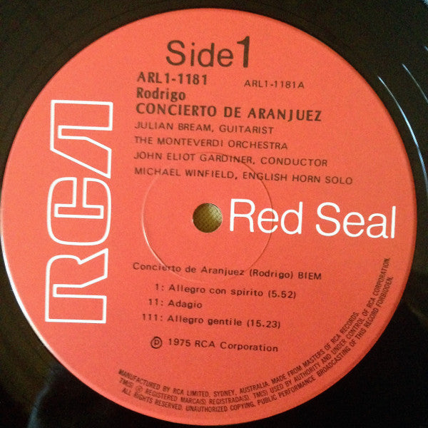 Julian Bream, Joaquín Rodrigo, Lennox Berkeley – Concierto De Aranjuez/Guitar Concerto LP vinyl record, image 4 of 5