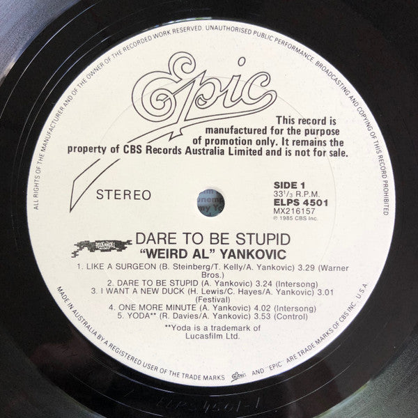"Weird Al" Yankovic – Dare To Be Stupid LP vinyl record, image 5 of 7