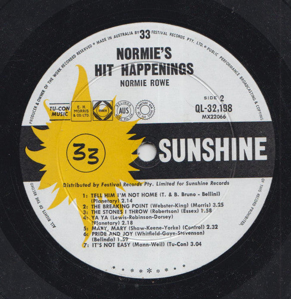 Normie Rowe, Normie Rowe & The Playboys – Normie's Hit Happenings LP vinyl record, image 4 of 5