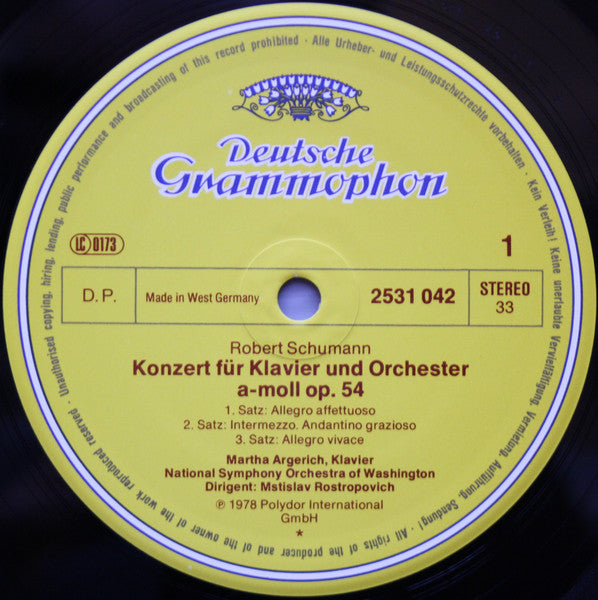 Martha Argerich, Mstislav Rostropovich, Robert Schumann, Frédéric Chopin, National Symphony Orchestra – Klavierkonzert LP vinyl record, image 5 of 6