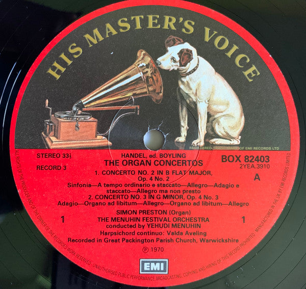 Georg Friedrich Händel, Simon Preston, Bath Festival Orchestra, Menuhin Festival Orchestra, Yehudi Menuhin – The Organ Concertos (Complete) (4xLP) LP vinyl record, image 6 of 10