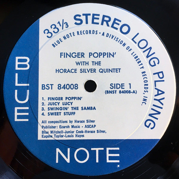 The Horace Silver Quintet – Finger Poppin' With The Horace Silver Quintet LP vinyl record, image 2 of 2