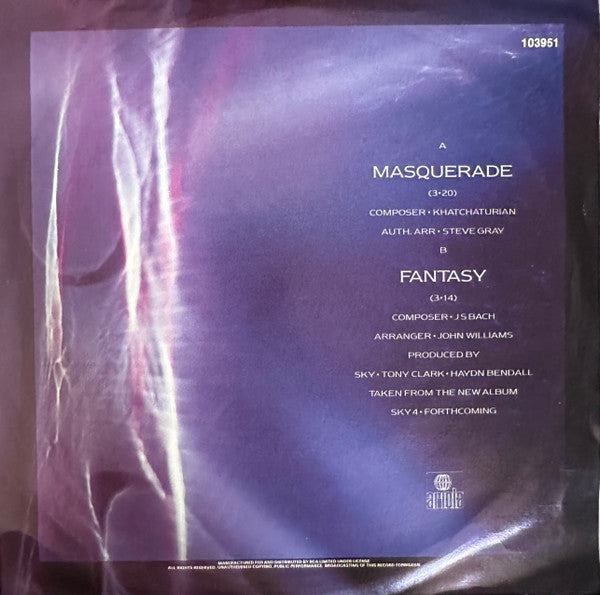 Sky – Masquerade 7" vinyl record, image 2 of 4