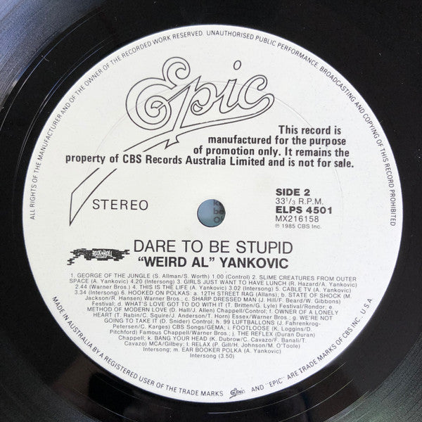 "Weird Al" Yankovic – Dare To Be Stupid LP vinyl record, image 6 of 7