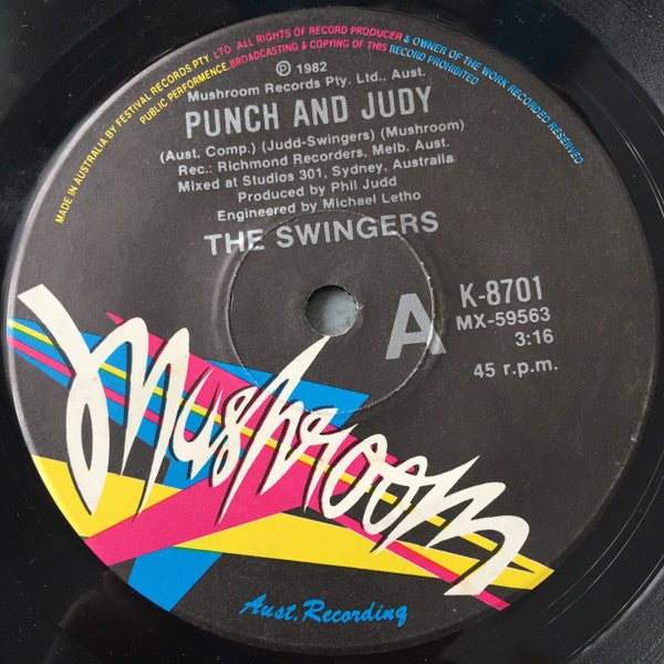 The Swingers – Punch And Judy 7" vinyl record, image 1 of 5