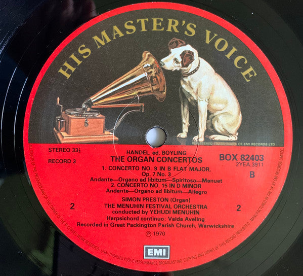 Georg Friedrich Händel, Simon Preston, Bath Festival Orchestra, Menuhin Festival Orchestra, Yehudi Menuhin – The Organ Concertos (Complete) (4xLP) LP vinyl record, image 7 of 10