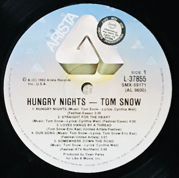 Tom Snow – Hungry Nights LP vinyl record, image 4 of 6
