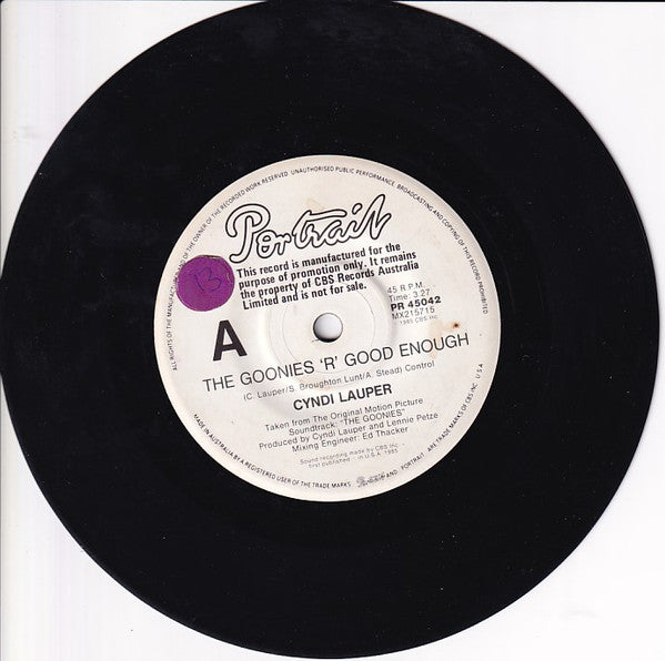 Cyndi Lauper – The Goonies 'R' Good Enough 12" vinyl record, image 4 of 5