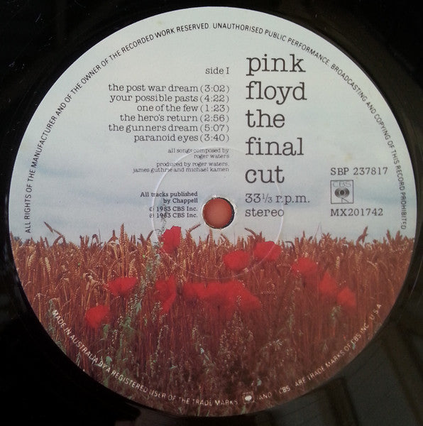 Pink Floyd – The Final Cut LP vinyl record, image 5 of 9