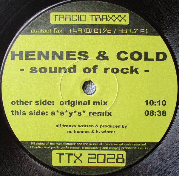 Hennes & Cold – Sound Of Rock 12" vinyl record, image 2 of 3