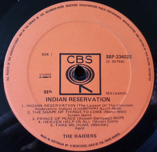 Raiders – Indian Reservation LP vinyl record, image 3 of 5