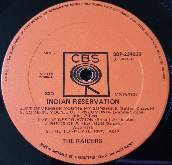 Raiders – Indian Reservation LP vinyl record, image 5 of 5