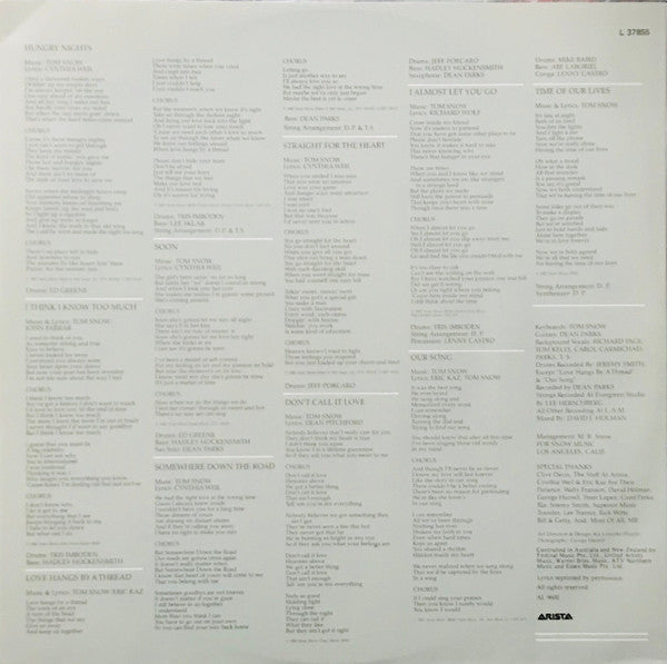 Tom Snow – Hungry Nights LP vinyl record, image 2 of 6