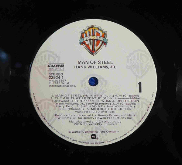 Hank Williams Jr. – Man Of Steel LP vinyl record, image 3 of 4