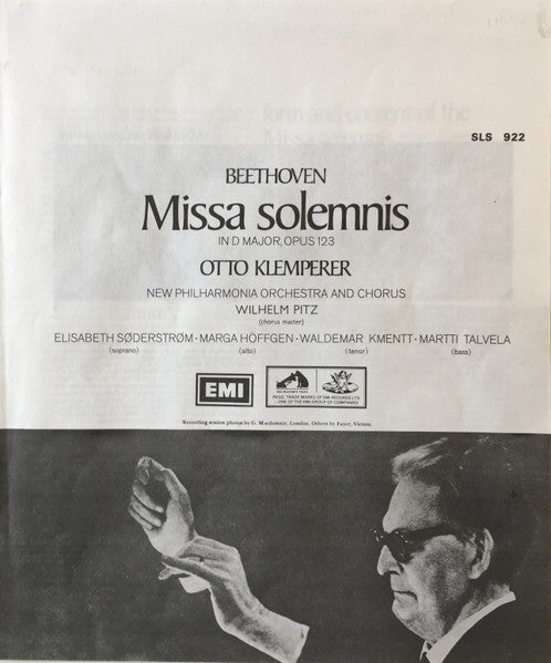 Ludwig Van Beethoven, Otto Klemperer, Elisabeth Söderström, Marga Höffgen, Waldemar Kmentt, Martti Talvela, New Philharmonia Chorus, New Philharmonia Orchestra – Missa Solemnis (2xLP) LP vinyl record, image 8 of 9