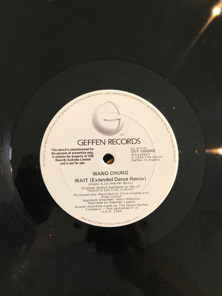 Wang Chung – Wait (Extended Dance Remix) 12" vinyl record, image 3 of 4