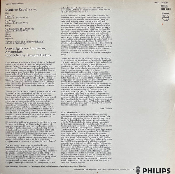 Maurice Ravel, Bernard Haitink, Concertgebouworkest – Bolero/La Valse - Le Tombeau De Couperin - Pavane Pour Une Infante Défunte LP vinyl record, image 2 of 4