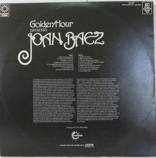 Joan Baez – Golden Hour Presents Joan Baez LP vinyl record, image 2 of 4