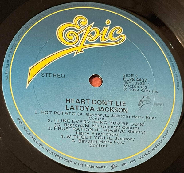 La Toya Jackson – Heart Don't Lie LP vinyl record, image 4 of 4