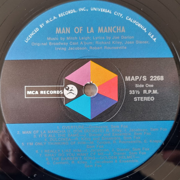 "Man Of La Mancha" Original Broadway Cast, Richard Kiley, Joan Diener, Irving Jacobson, Robert Rounseville, Ray Middleton – Man Of La Mancha LP vinyl record, image 3 of 4