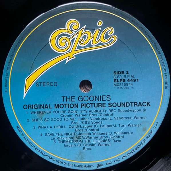 Various – The Goonies - Original Motion Picture Soundtrack LP vinyl record, image 5 of 6