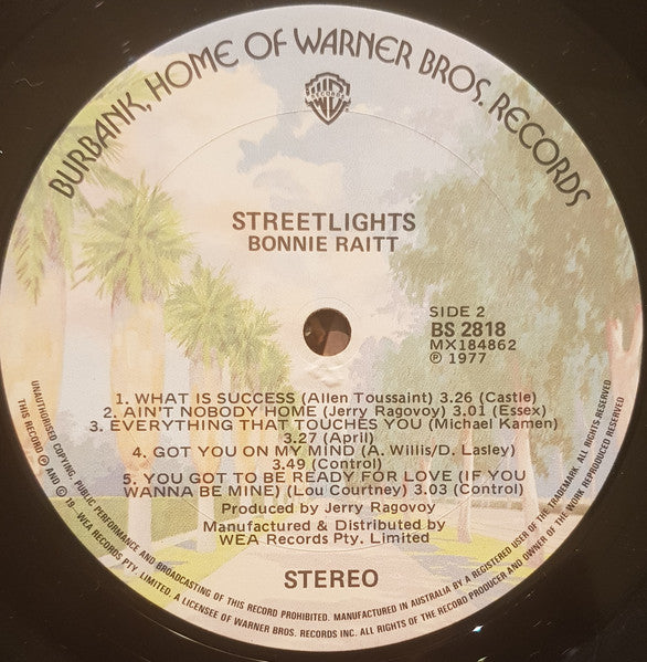 Bonnie Raitt – Streetlights LP vinyl record, image 6 of 9