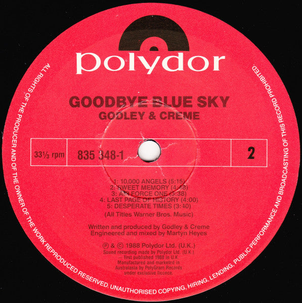 Godley & Creme – Goodbye Blue Sky LP vinyl record, image 3 of 6
