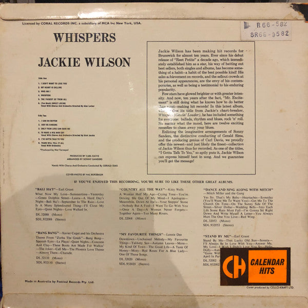 Jackie Wilson – Whispers LP vinyl record, image 2 of 2