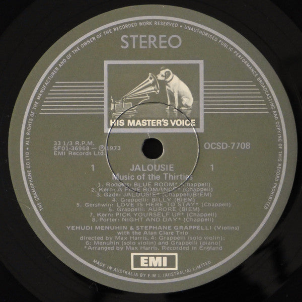 Yehudi Menuhin, Stéphane Grappelli, Alan Clare Trio – Jalousie LP vinyl record, image 4 of 5