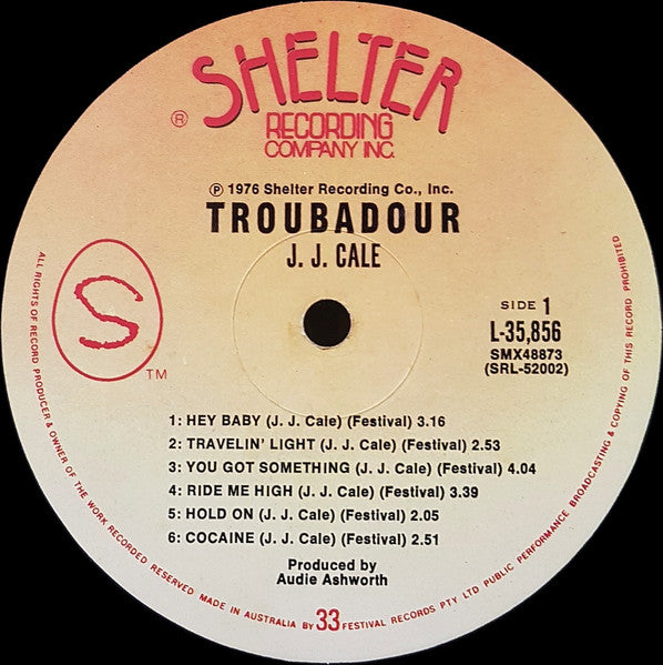 J.J. Cale – Troubadour LP vinyl record, image 3 of 4