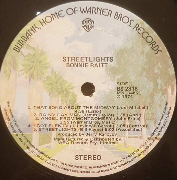 Bonnie Raitt – Streetlights LP vinyl record, image 5 of 9